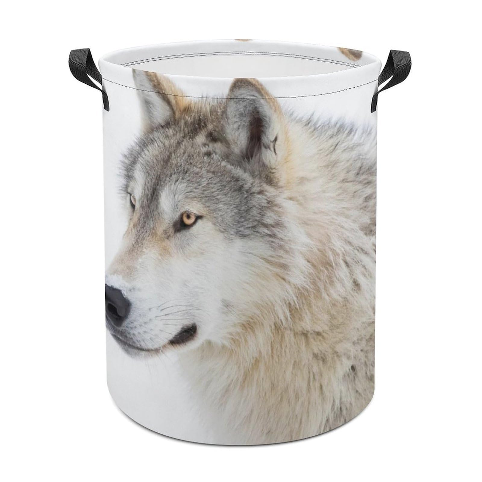 MHYRAC Laundry Hamper, Brown Wolf Laundry Basket, Washing Basket with Handle