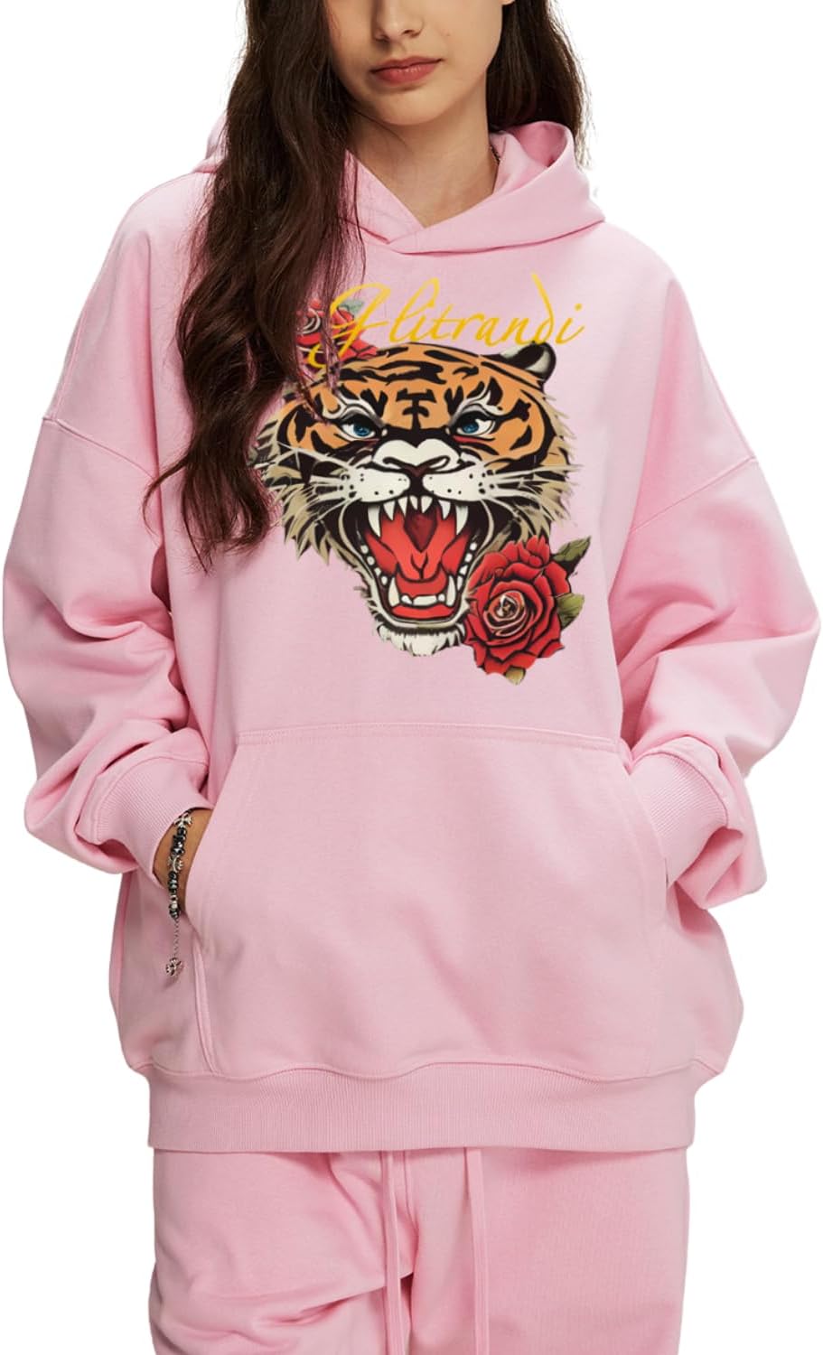 Glitrandi Womens 2 Piece Outfits Sweatsuit Sets Fashion Print Hoodies With Sweatpants Oversized Tracksuit For Women - Image 2