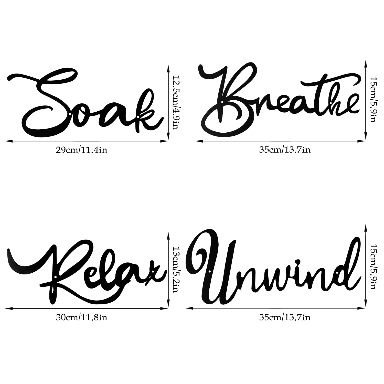Larber Relax Soak Unwind Breathe Wall Decor Metal Letters Wall Art Hanging Decorative Letters for Living Room Bedroom Laundry Bathroom Spa Washroom Decorations - Image 4