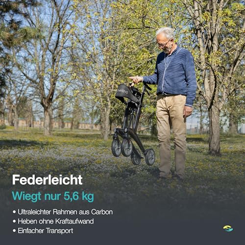 Helavo ultraleichter Outdoor Carbon Rollator – faltbar & ergonomisch – Bild 3