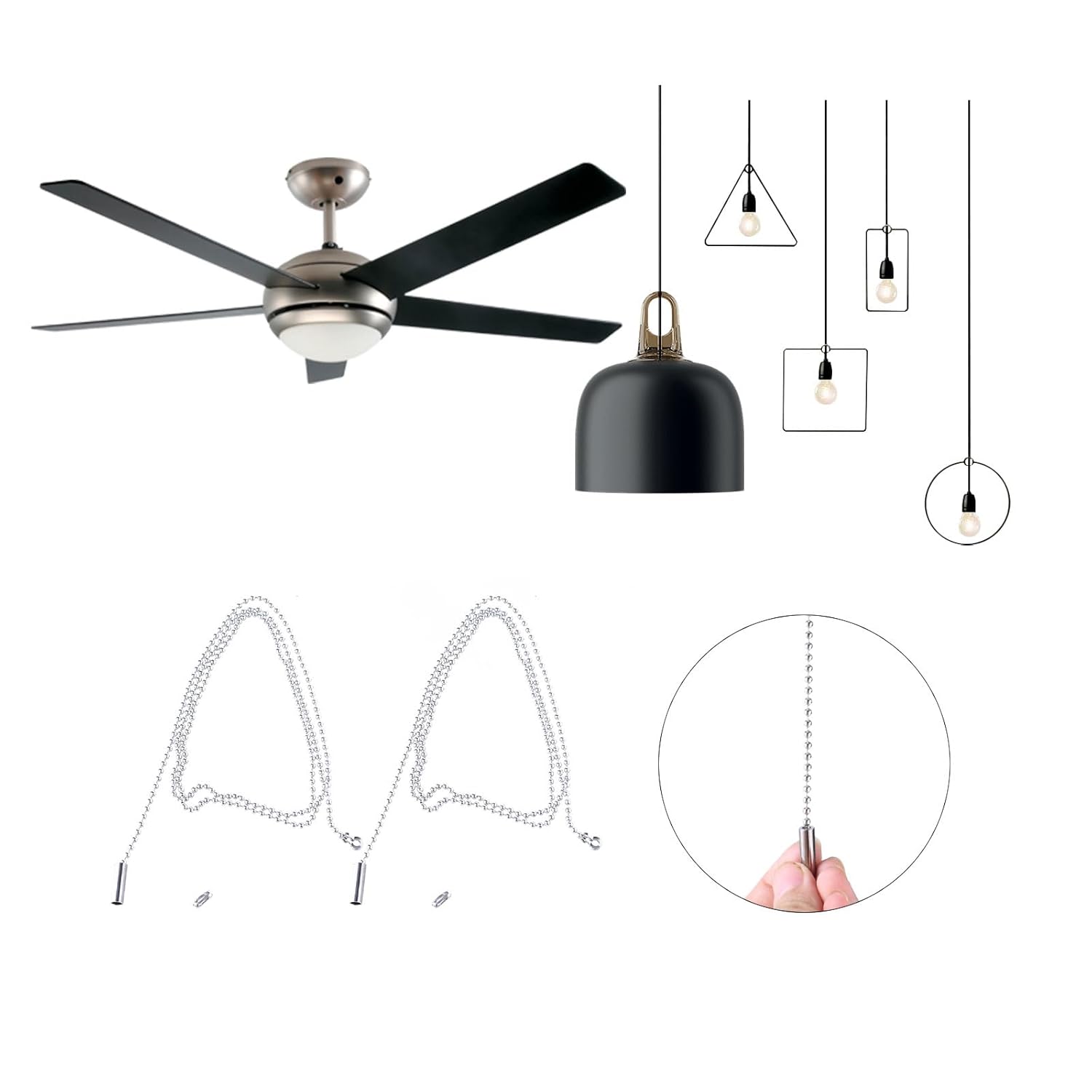 Ceiling Fan Pull Chain Extension Switches Chain Extender Pull Chain String Extension Simple Installation for Fan Light