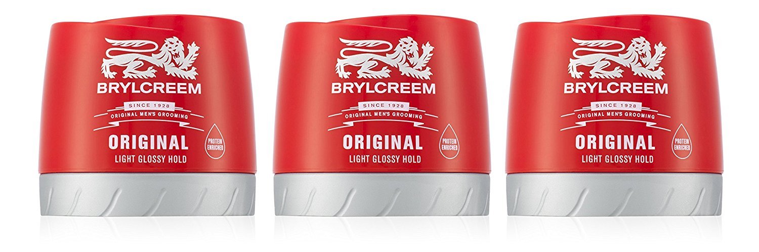 3x Brylcreem ORIGINAL LIGHT GLOSSY HOLD Mens Hair Styling Cream RED TUB 150ml