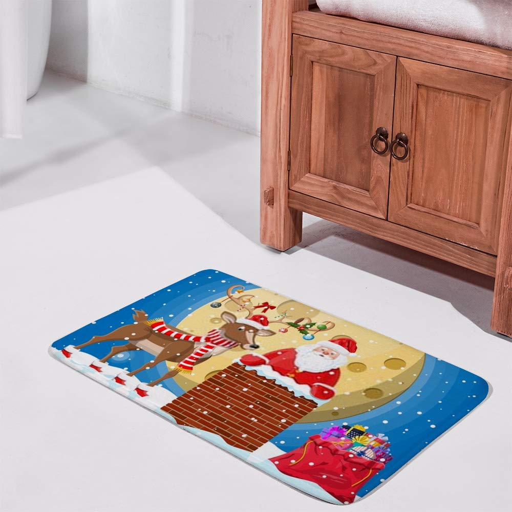 Felpudo de Papá Noel en terciopelo coral para decorar la entrada de tu hogar en Navidad