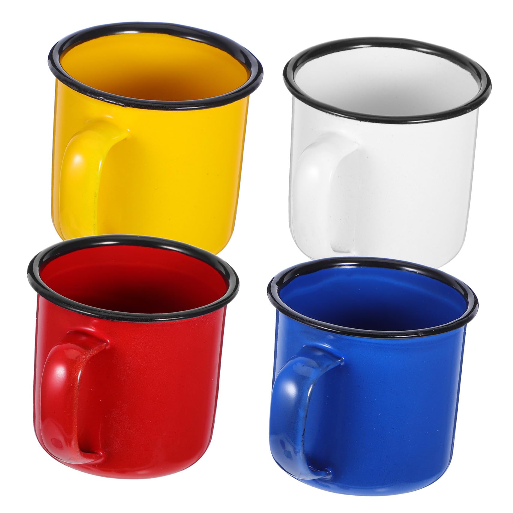 Tazas de Esmalte para Acampar, Juego de 4 Unidades Estilo Retro
