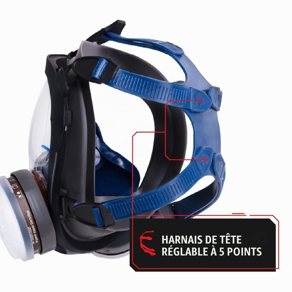 Respirateur de vapeur bio intégral PT-100 - Certifié ASTM - Double filtre à charbon actif N95 - Protection des yeux - Qualité industrielle