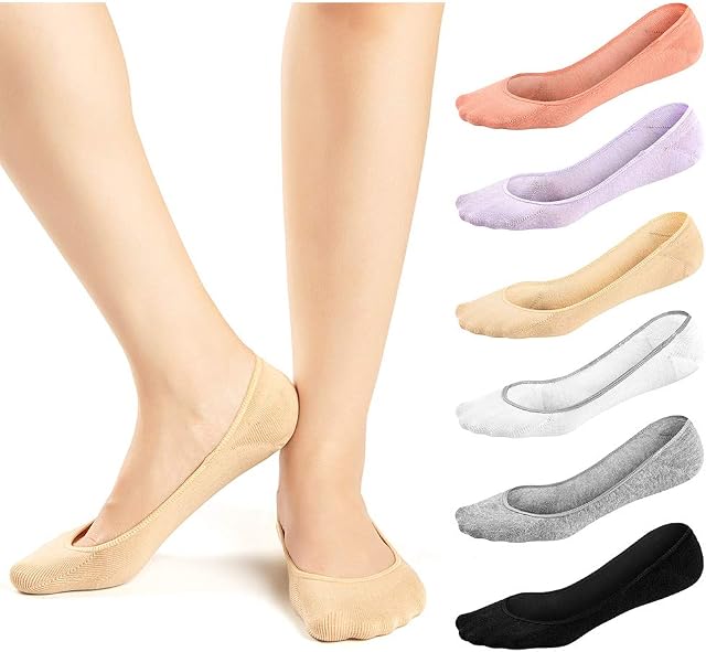 JaosWish Women No Show Socks Ultra Low Cut Liner Socks Non Slip Invisible Socks for Loafer Boat Flats 6 Pairs