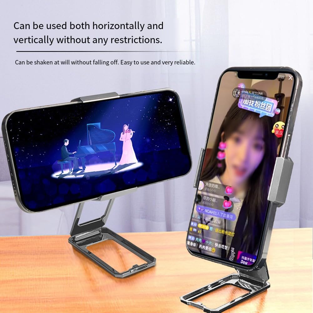 Regolabile per 360 pieghevole magnetico posteriore clip supporto del telefono, staffa portatile in metallo mobile, per design compatto con rotazione multi-angolo, nero