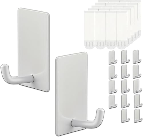 Miniatura 10 de 16 ganchos para toallas con tiras desmontables, adecuados para colgar, ganchos directos para baño, ganchos Command negros, adecuados para pared