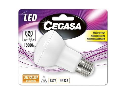 Cegasa Bombillas LED con Luz Cálida 2700K, E27, 8 watts, Blanco, 103x63x63 cm