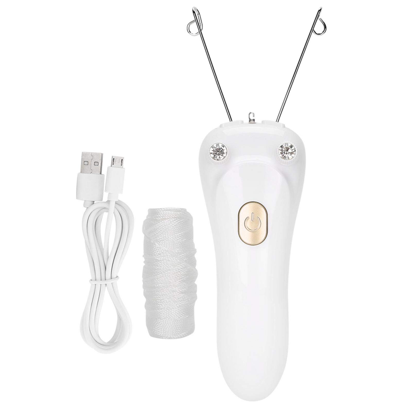 FOTABPYTI 【𝐏𝐫𝐨𝐦𝐨𝐭𝐢𝐨𝐧 𝐝𝐞 𝐏â𝐪𝐮𝐞𝐬】 Épilateur de Filetage, épilateur électrique avec épilateur de Fil de Coton de Chargement USB pour Femmes (hôte + Fil de Coton + câble USB)(Or)