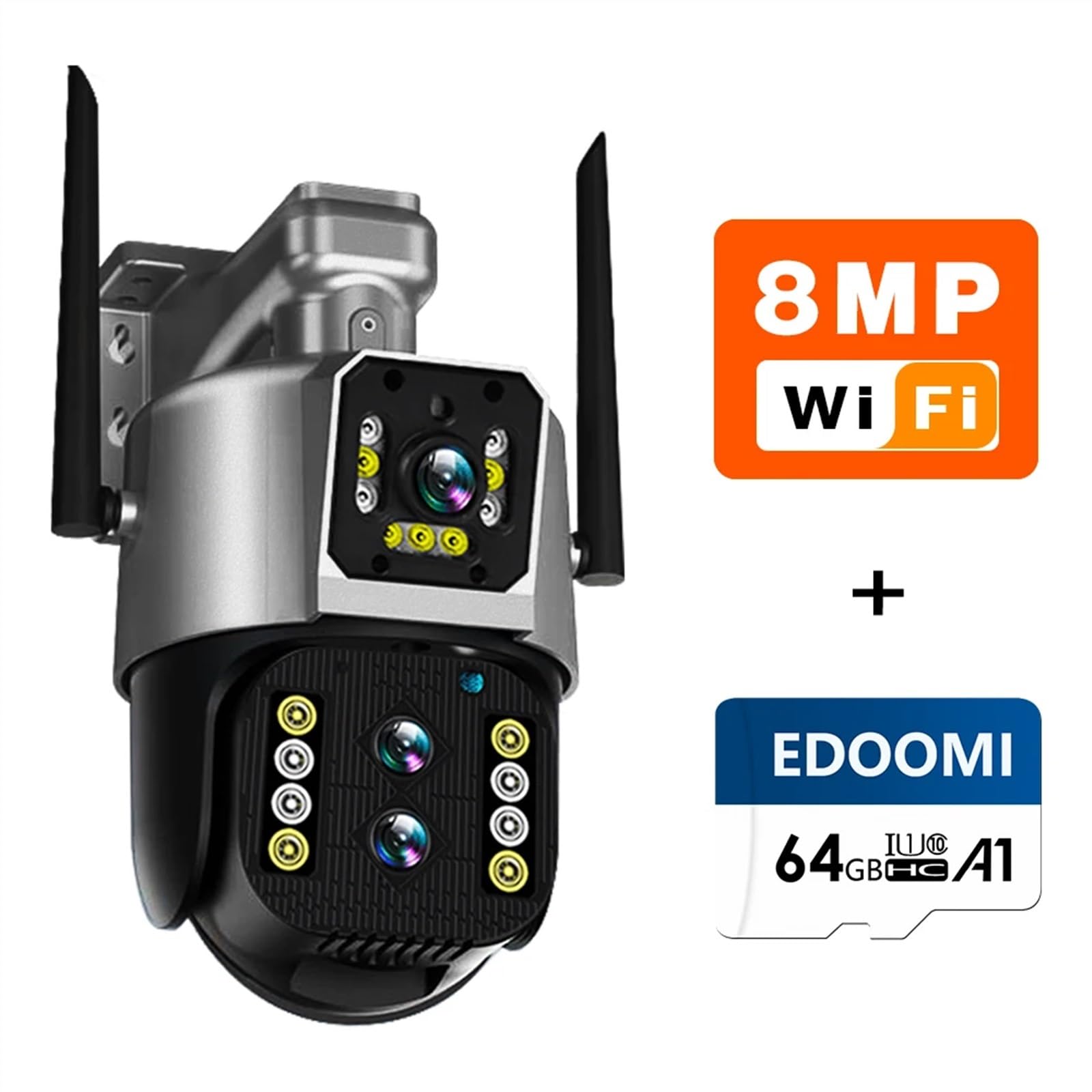 Bezprzewodowe kamery bezpieczeństwa na zewnątrz Kamera IP 8MP 4K Zewnętrzne Wi-Fi PTZ Trzy obiektywy Podwójny ekran 10-krotny Zoom Automatyczne śledzenie Wodoodporna kamera CCTV bezpieczeństwa(8MP Add