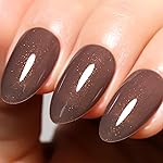 Imtiti Glitter Gel Nail Polish, 0.5 Fl Oz Brown Glitter Gel Polish Soak Off LED U V Gold Shimmer Sparkle Nail Gel DIY Nail Art Kit