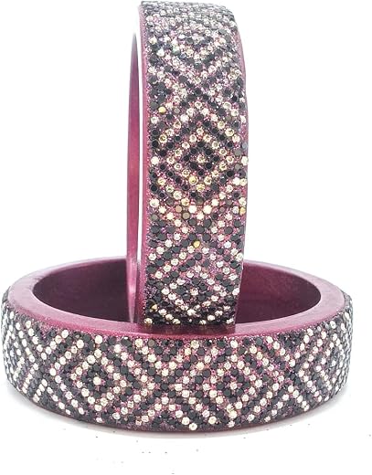 Jaipur Green Lac Bangles Set of 2 | Glitter Lakh Chudi with Stone Work | Traditional Ethnic Bangles for Women