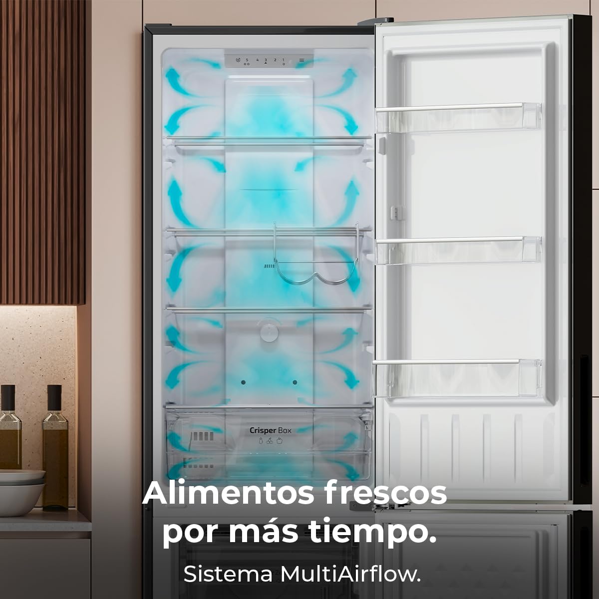 Cecotec Kühl-Gefrierkombination Bolero CoolMarket Combi 250 Dark D. Inverter Plus Kompressor, Dunkler Edelstahl 180X55Cm, 250L, No Frost, Klasse D, Multi Air Flow, Fast Cooling, Humidity Box Schublade