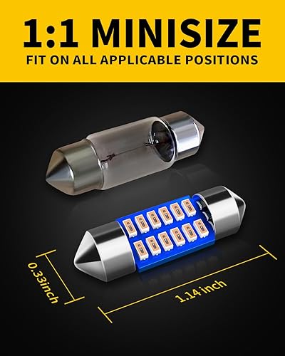 Miniatura 9 de DE3175 DE3021 DE3022 3175 - Bombilla LED azul de 1.22 pulgadas, superbrillante, Canbus, libre de errores, 12 voltios, repuesto para interior de