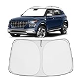 Proadsy Windshield Sun Shade Custom Fit 2020-2023 2024 2025 2026 Hyundai Venue Foldable Front Sunshade Protector Sun Visor Blocks UV Rays Keep Car Cooler