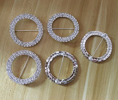 10Pcs 50mm Double Row Round Chair Sash Buckle Made of Czech Rhinestone Big Buckles 38mm Pin