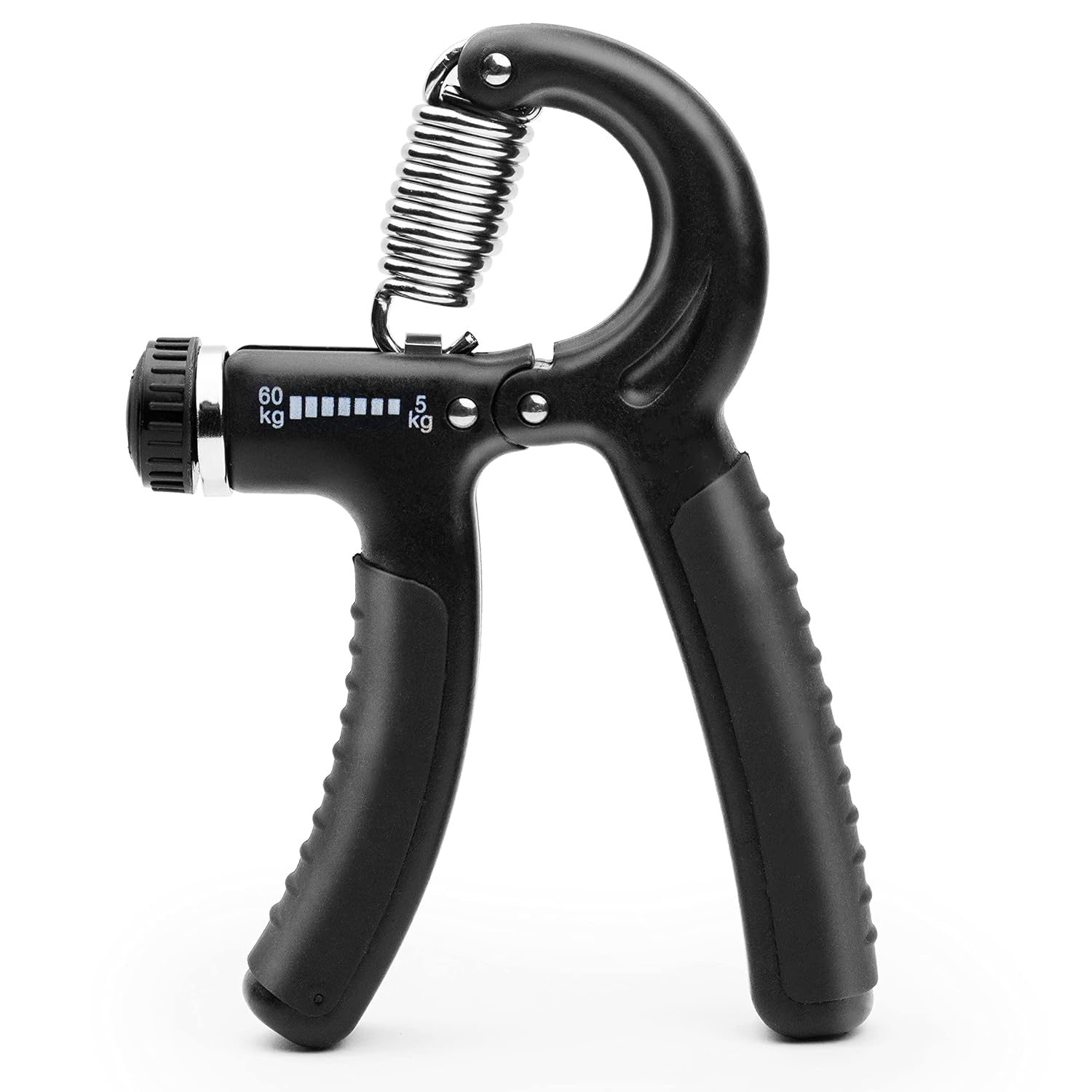 Fitness Grip Strength Trainer 5kg-60kg | Non Slip Hand Grip Strengthener with Stainless Steel Spring for Improving Hand, Finger, and Forearm Strength (Black)