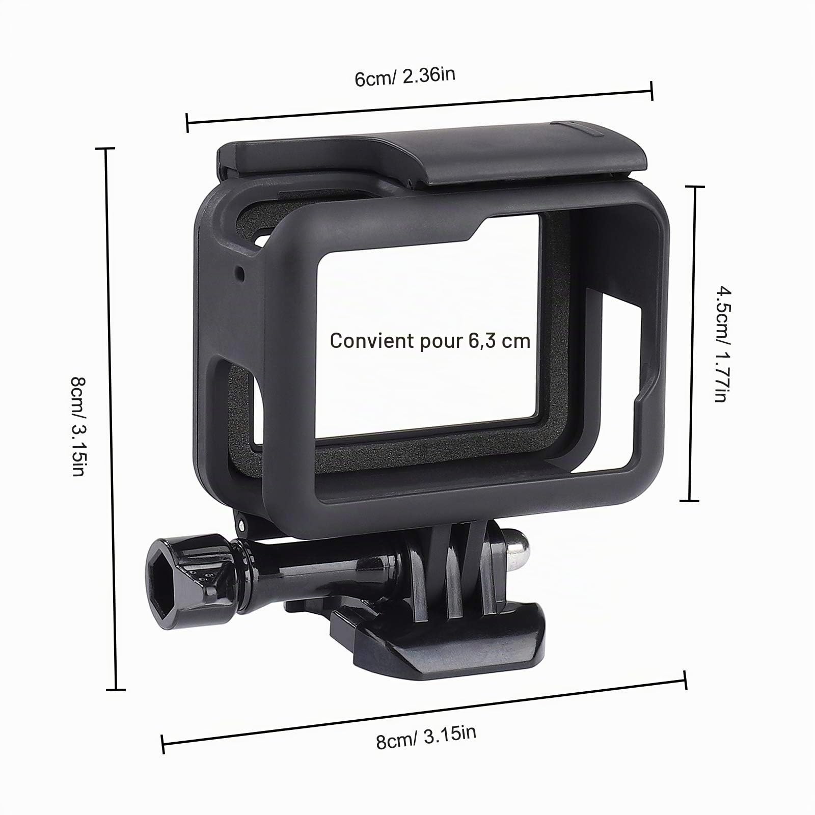 Cadre Boîtier Protection Compatible avec GoPro Hero7/(2018)/6/5 Coque Bordure avec Prise et vis Mobiles Amovibles Noir