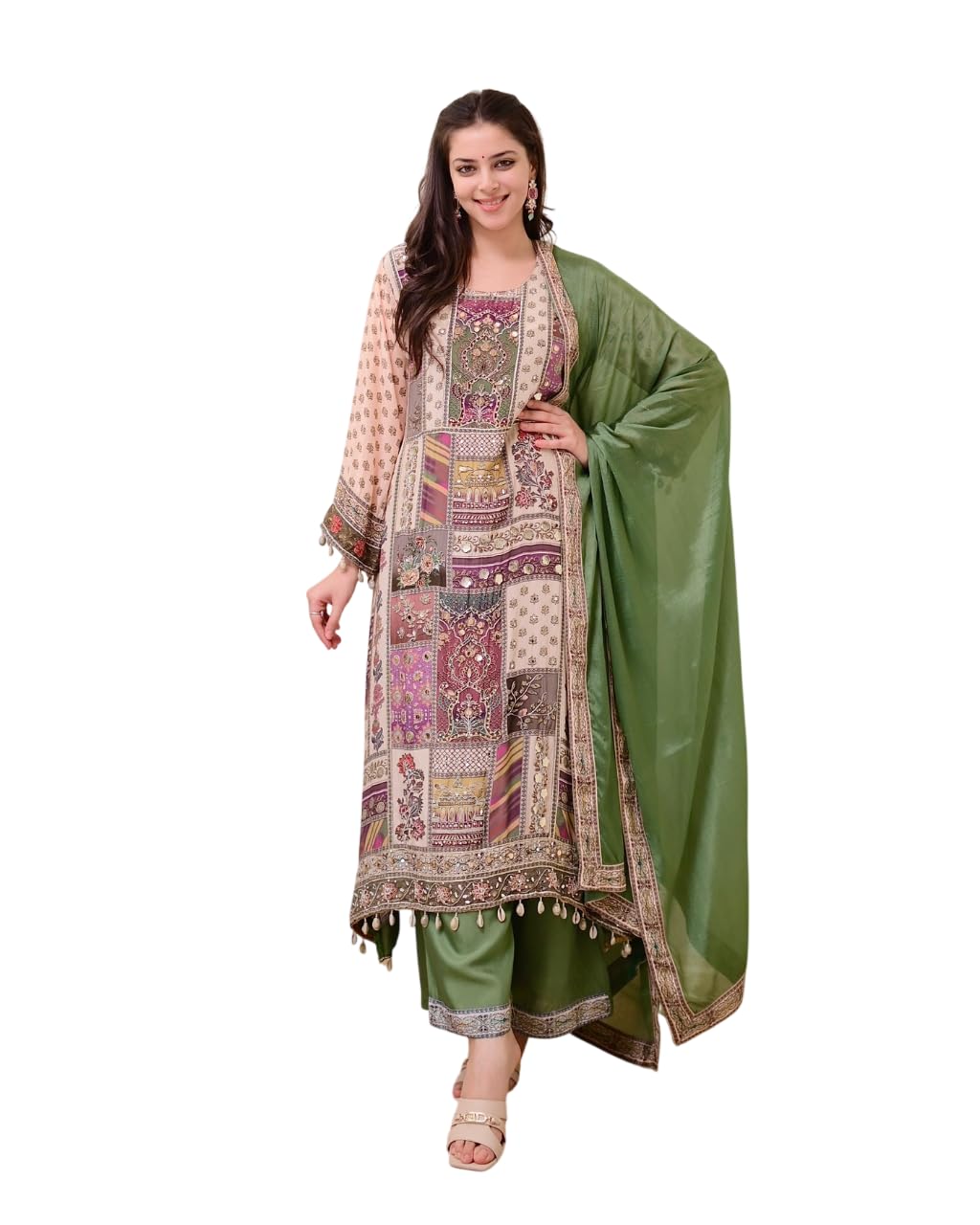 Designer Women's Muslin Viscose Printed Embroidered Kurta with Pant & Dupatta | Ethnic Kurti Set with Embroidery | Soft Comfortable Fabric Festive-image-49