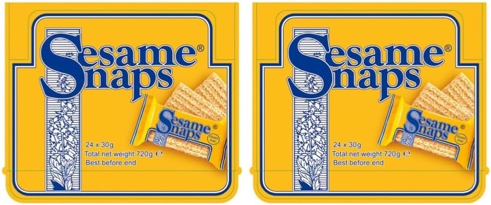 Sesame Snaps Original 30g x 24 (Pack of 2) | Gluten-Free & Vegan | Deliciously Sweet and Crunchy | On-The-Go Snack