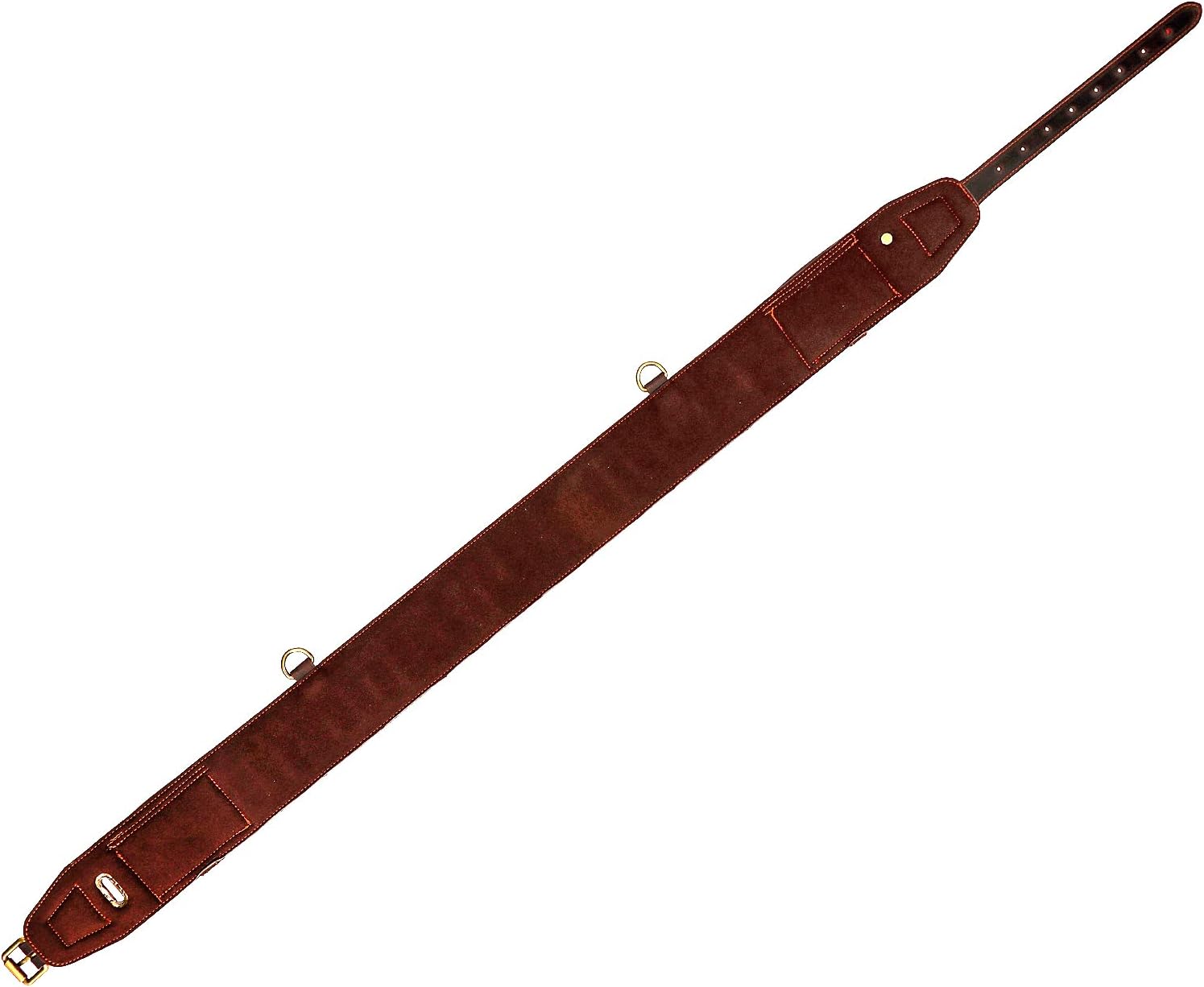 TOURBON Leather Shotgun Shell Holder Cartridge Bandolier Adjustable Ammo Belt with 2 Pouch