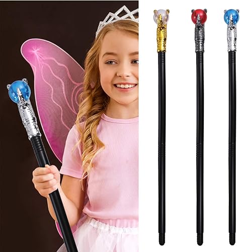 Miniatura 7 de Zerodeko Juego de 3 piezas de disfraz de bastón para cosplay, vara de cetro, cetro de tres secciones, para Halloween, bastón para caminar, juego de