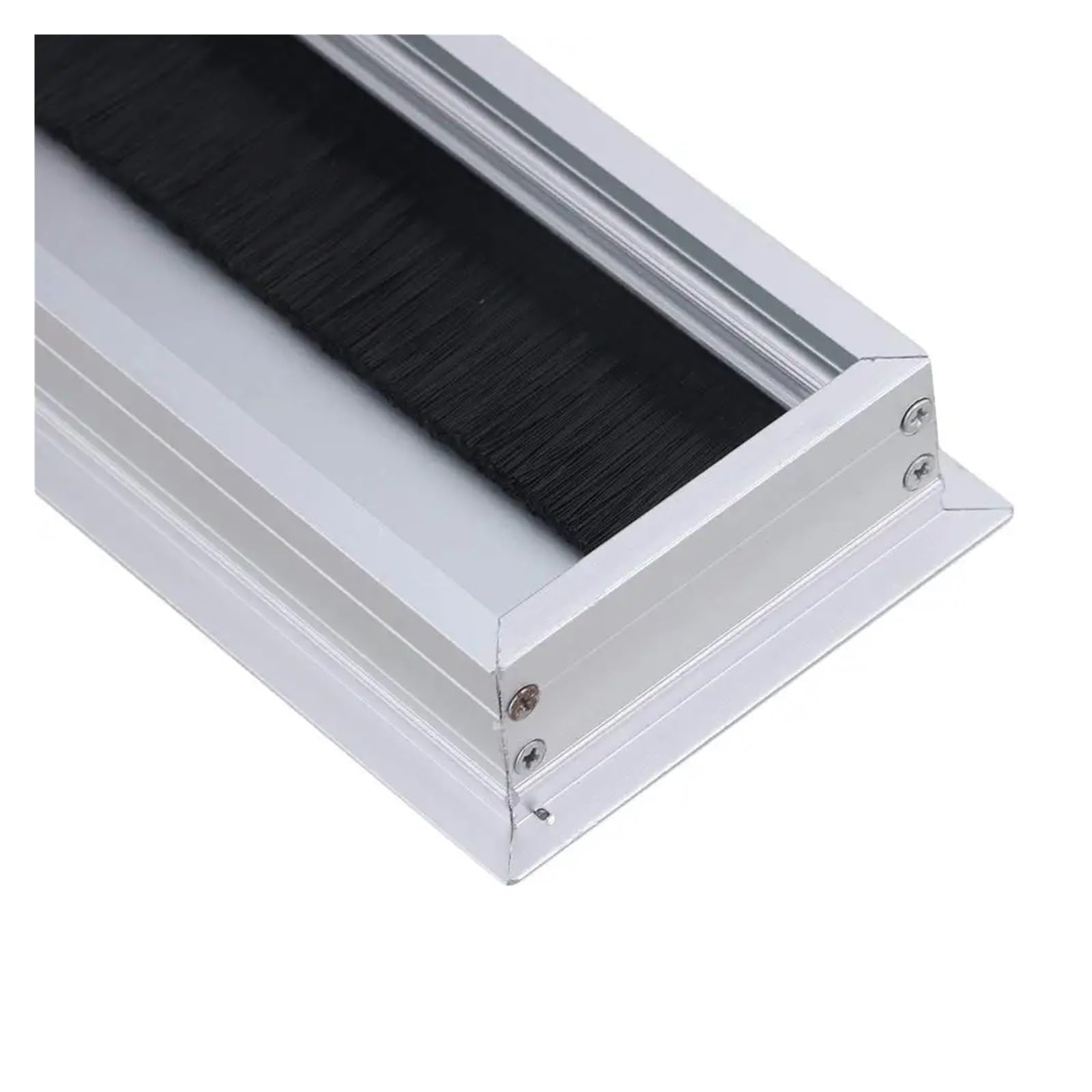 Lega di Alluminio Argento Tavolo scrivania rettangolo passacavo passacavo Copertura Porta di Uscita 16x8x3 cm con Spazzola Nera (Size : 4pcs)