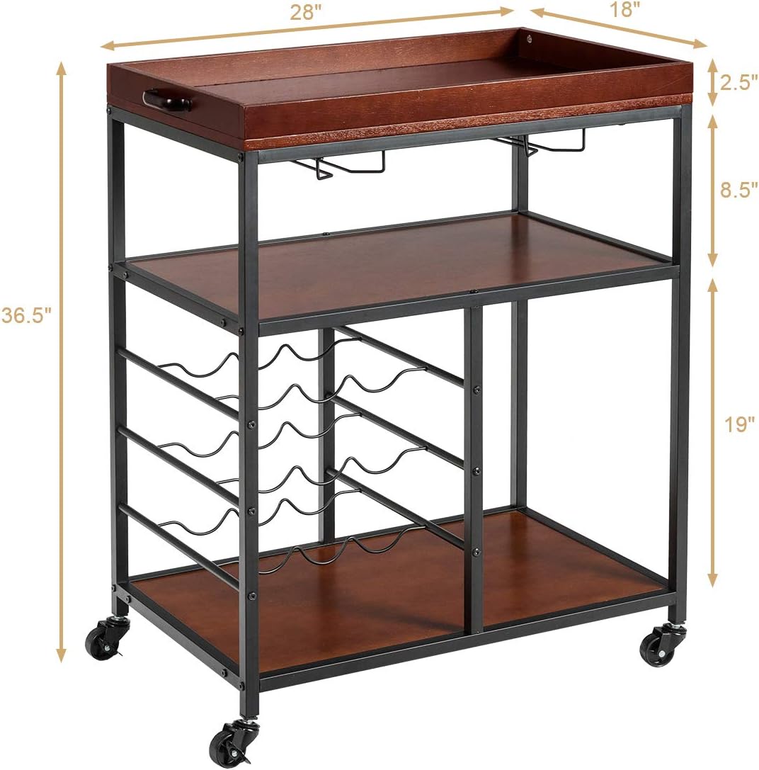 Giantex Kitchen Cart with dimensions labeled