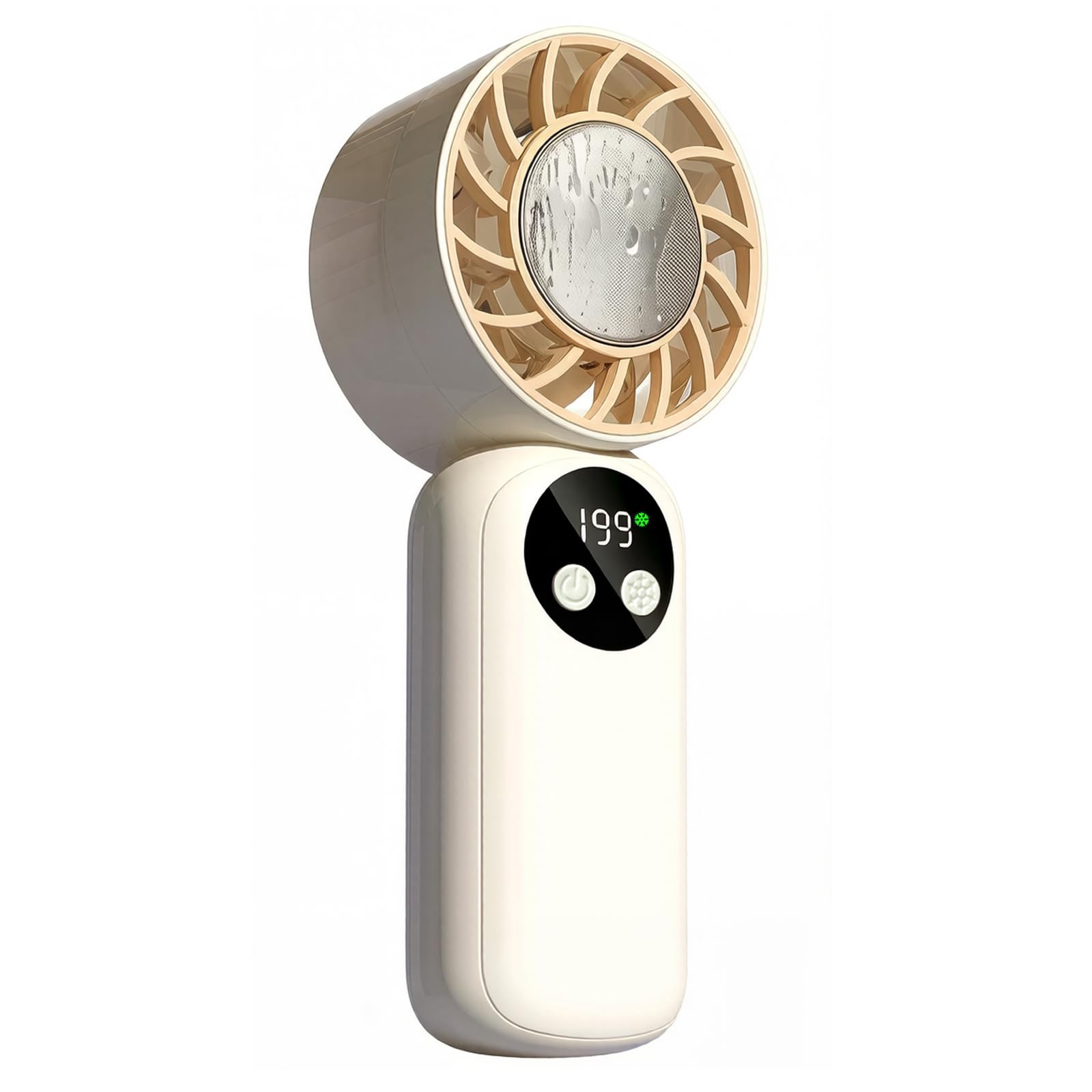 AHOAO Handheld Portable Fan with Ice Cooler, 1-199 Adjustable Speed, Rechargeable Turbo Fan with LED Display, Pocket Small Personal Fan for Summer Outdoor Travel, Summer Gifts for Women and Girls