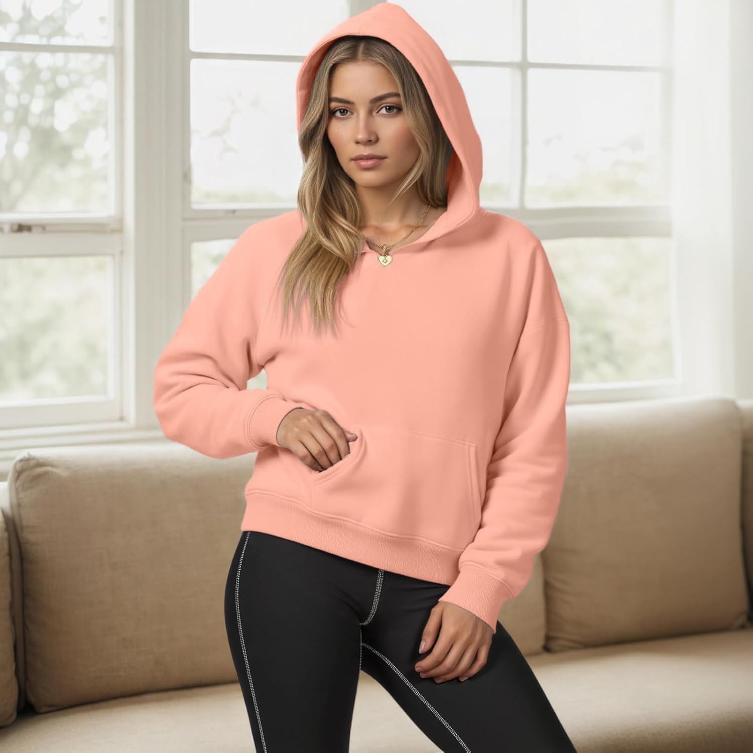 Womens Hooded Hoodies Sweatshirts - Long Sleeve Crewneck Sweaters With Pocket 2026 Fashion Spring Oversized Clothes - Image 2