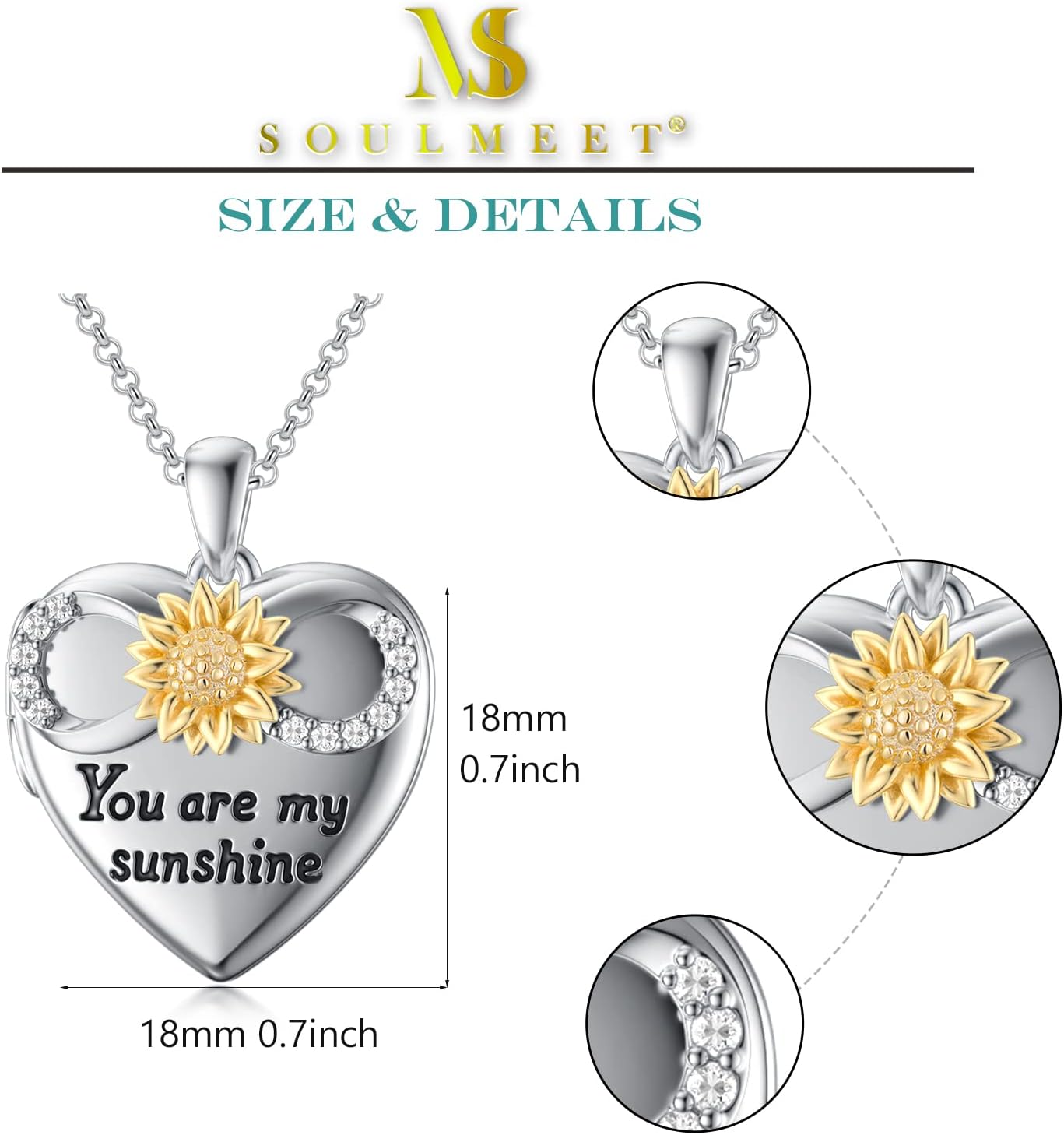 SOULMEET Personalized Silver Locket Necklace That Holds Pictures Photo Keep Someone Near to You, Memorial Custom Lockets Necklaces Letters Engraving for His Her - Image 5