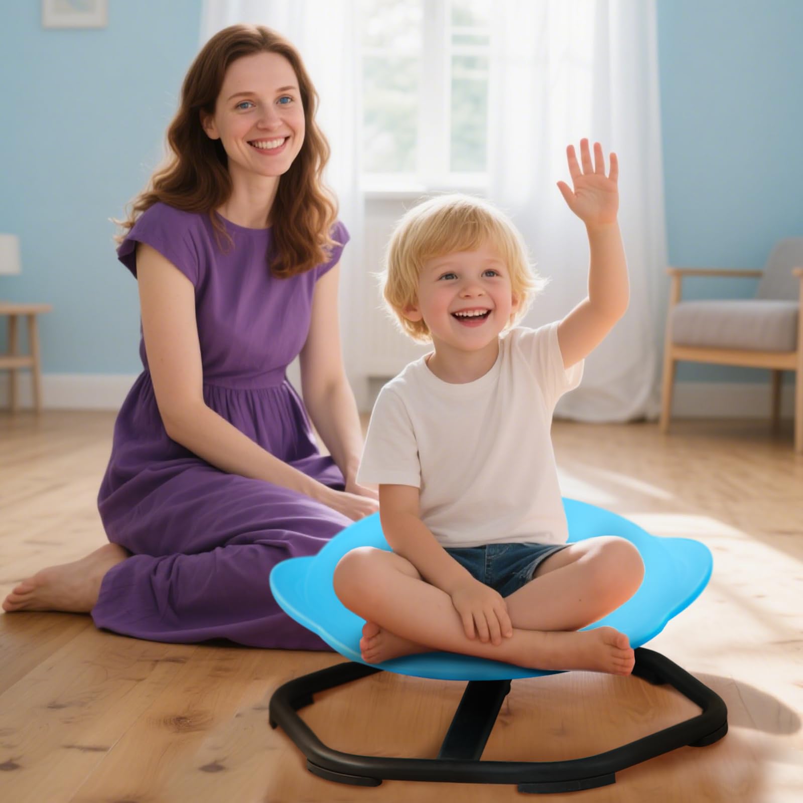 Silla Giratoria para niños,Silla Giratoria Sensorial con Autismo,Asiento Giratorio de 360°,Coordinación y Equilibrio Físico,Silla de Equilibrio,Base Metálica Antideslizante