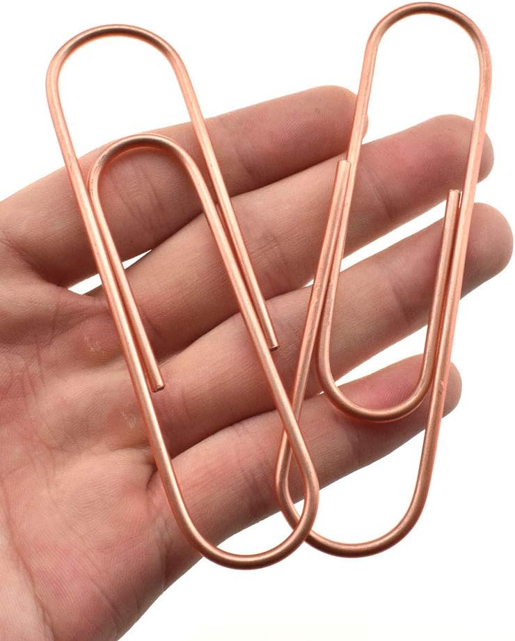 HAHIYO Paperclips 4 inch (100mm) Extra Large Paper Clips Sturdy Bright Rose Gold Vinyl Coated Prevent Scratching Tearing The Pages for Bookmark Organize Home Office School 14 Pack