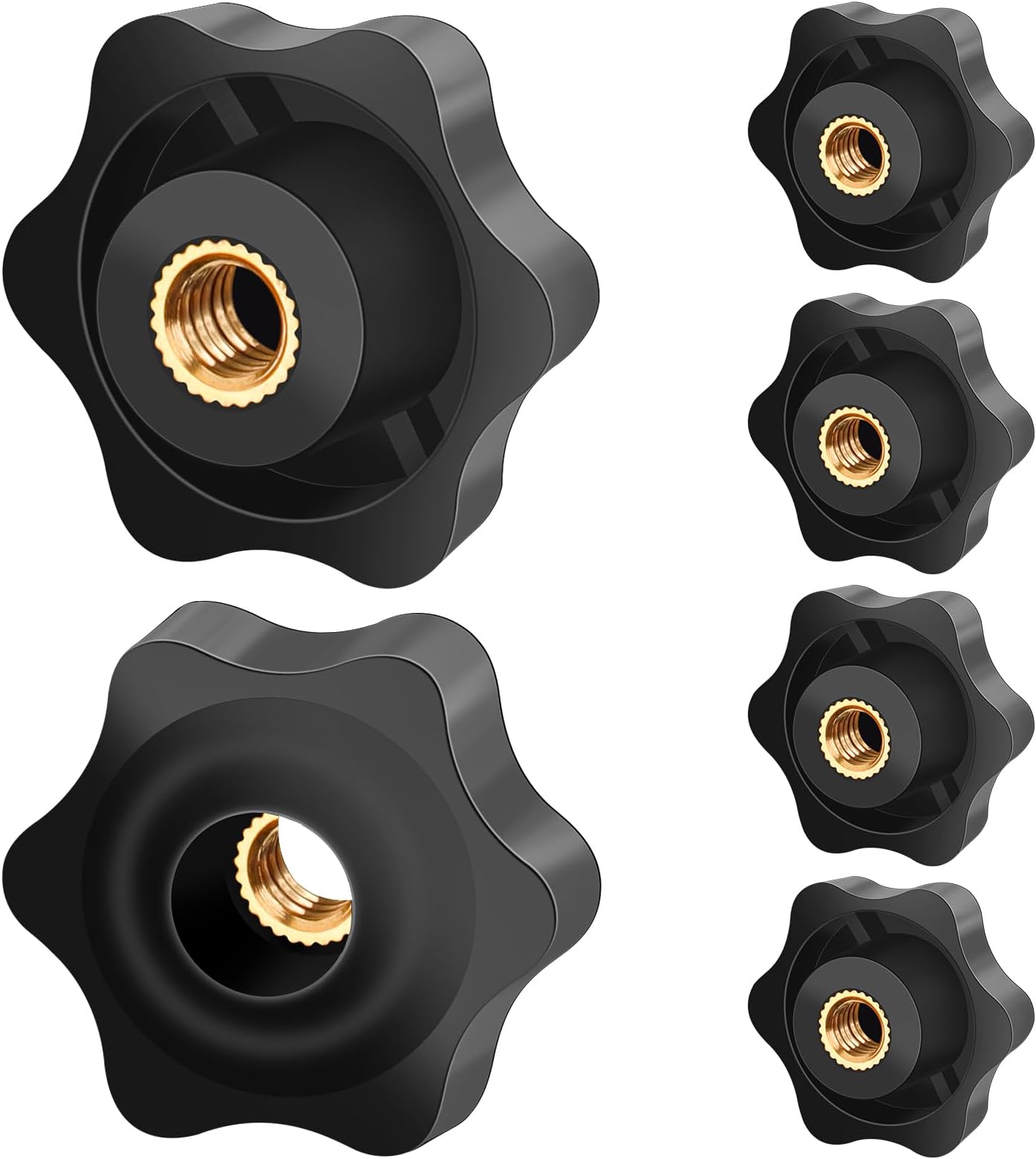 M8 Clamping Nuts 6Pcs Knob Grip Screw,Plastic Star Nuts For Machines And Systems, Furniture, Machine Tools, Fitness Equipment