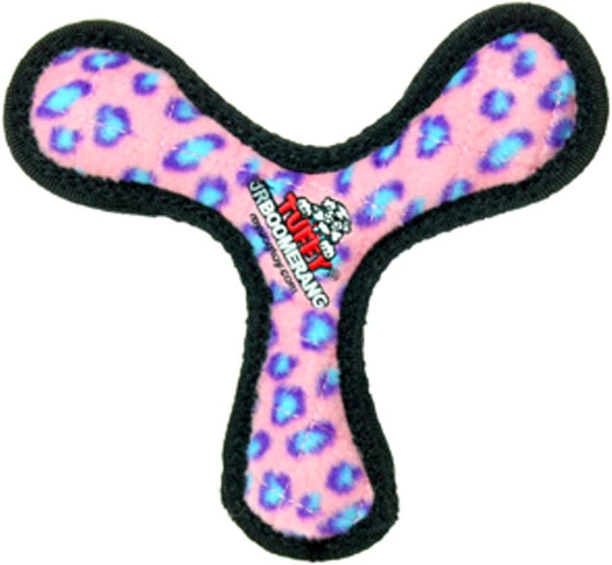 TUFFY - World's Tuffest Soft Dog Toy -Boomerang-Squeakers-Multiple Layers.Made Durable, Strong & Tough.Interactive Play(Tug, Toss & Fetch).Machine Washable & Floats (Pink, Junior)
