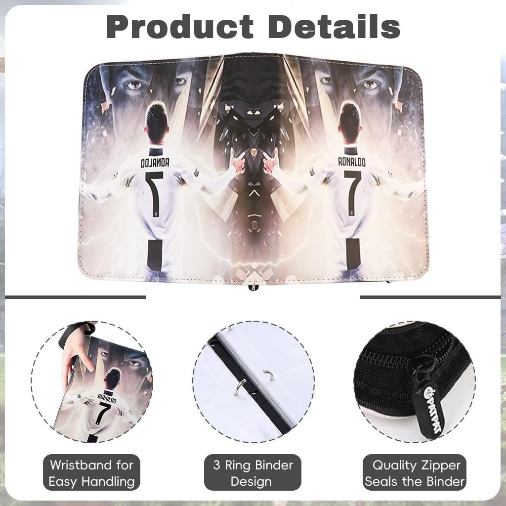 PATPAT Card Binder 400 Pockets PU Cover Zipper for Football Cards 1