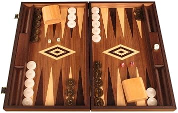 Zebrano Wood Backgammon Set - Board Game - Large - Walnut