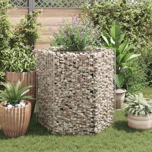 Woonisher Arriate Hexagonal de Gaviones 100x90x100 cm, Jardinera Alta con Malla de Acero, Huerto Urbano en Terraza o Jardín