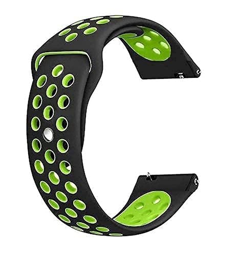Prolet 20MM Strap Compatible with Amazfit GTS/ GTS2 Mini/BIP, Samsung Galaxy Active, Gear S2 Classic, Realme Fashion Watch, Tic Watch 2 (Black & Green)