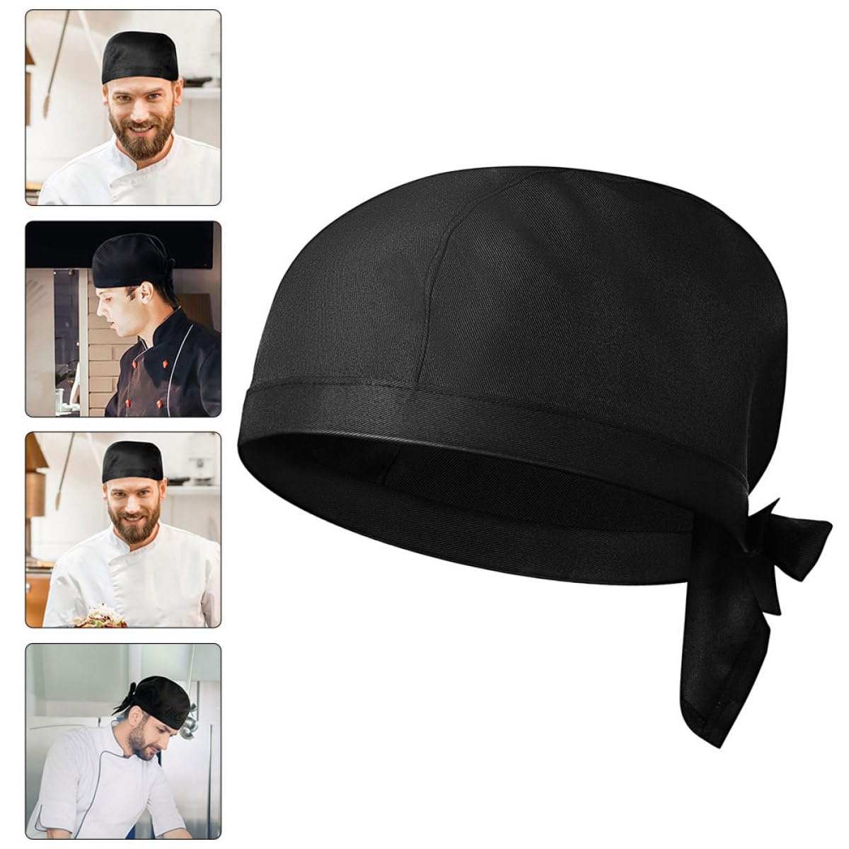 Alipis 10 Unidades Gorro de Cocina Negro Unisex de Algodón Diseño Simple y Cómodo para Chef y Servicio en Restaurante o Catering Profesional