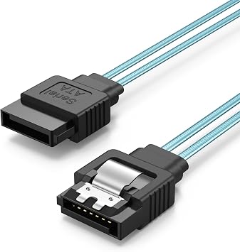 CableCreation SATA III Cable,5pcs 18-inch SATA III 6.0Gbps 7pin Data Cable | Female Straight to Straight Angle Female Cable with Locking Latch, 1.5 FT Blue
