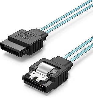 CableCreation SATA III Cable, [5-Pack] 18-inch SATA III 6.0 Gbps 7pin Female Straight to Straight Angle Female Data Cable with Locking Latch, 1.5 FT Blue