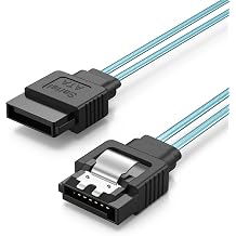 CableCreation SATA III Cable, [5-Pack] 18-inch SATA III 6.0 Gbps 7pin Female Straight to Straight Angle Female Data Cable with Locking Latch, 1.5 FT Blue