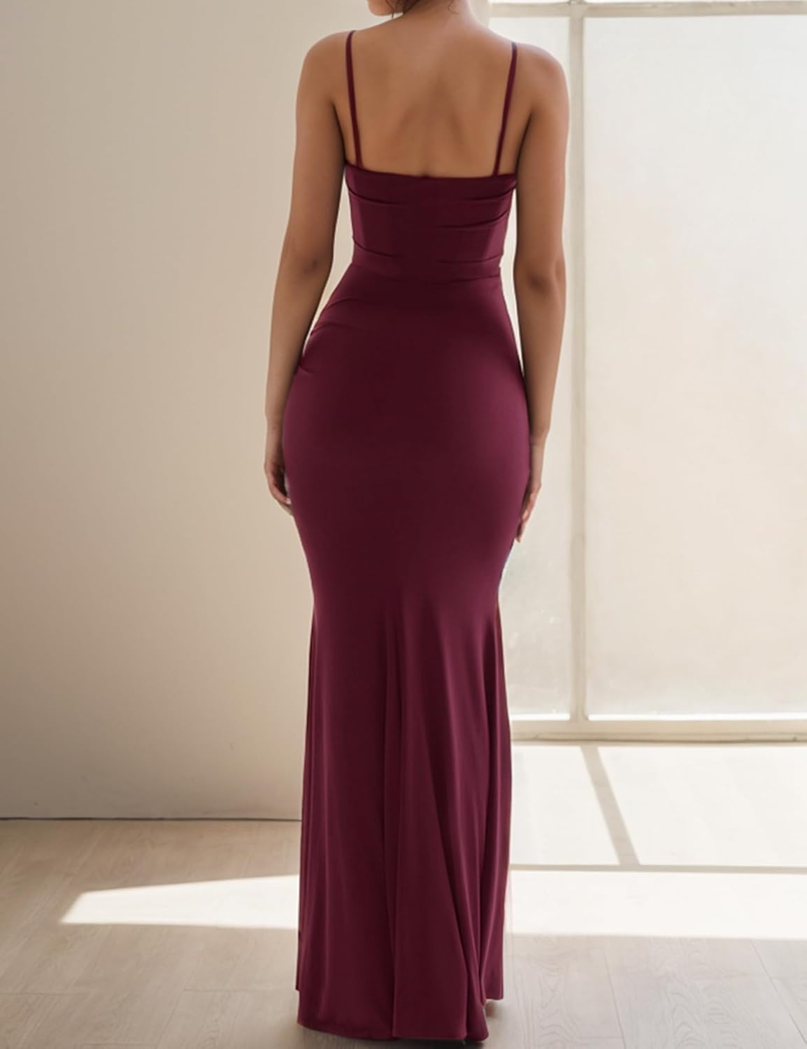 Women Sexy Backless Satin Maxi Dresses Spaghetti Strap Floral Print Dresses Slim Fit Elegant Night Party Outfits - Image 3