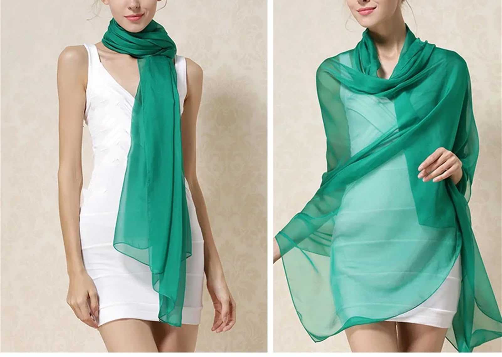 Sciarpa di seta leggera traspirante da donna, scialle avvolgente in chiffon, lunga spiaggia, sciarpa di seta solida