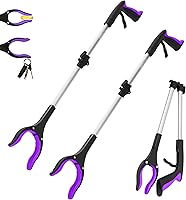 2-Pack 32 Inch GrabRunner Heavy Duty Reacher Grabber Tool - 10 lbs Grip, Magnetic Tip, 360° Rotating Head for Elderly