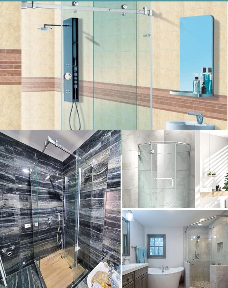 Miniatura 7 de Pomo de ducha de aleación de aluminio brillante para puerta de baño para puerta de vidrio con ranura de repuesto