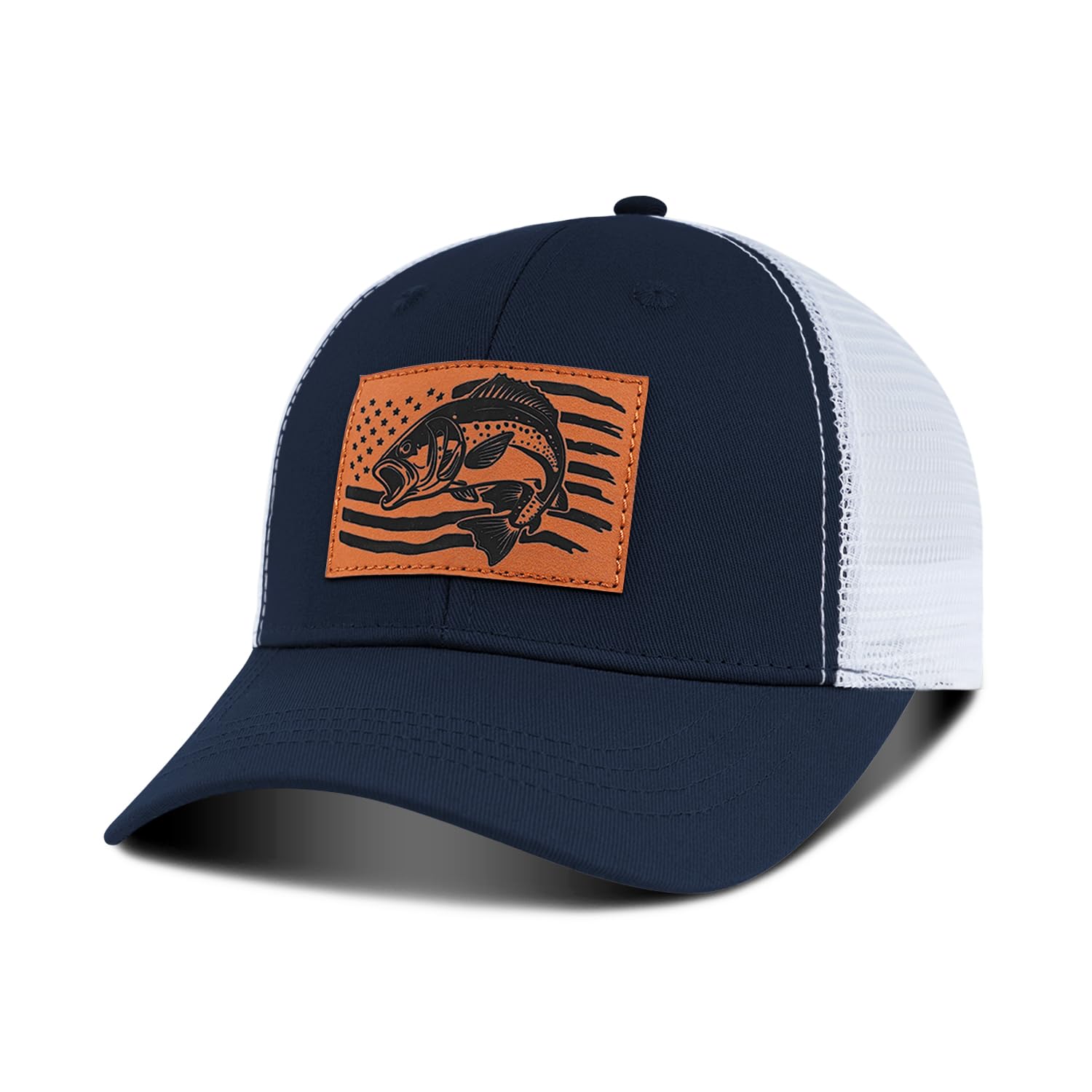 Fishing Hat Fishing Gifts for Men, Bass Fish Flag Hats, Fishing Gear Accessories Stuff, Adjustable Fishing Trucker Hat
