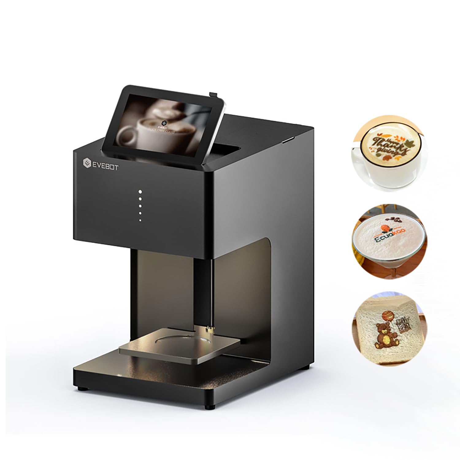 EVEBOT Coffee Latte Art Machine EB-FC1 Food-Grade Coffee Printer Customized Multi-Color Pictures Printing, DIY Personalized Decoration Cake Printer for Cafes Bars, Color FancyBox - Black